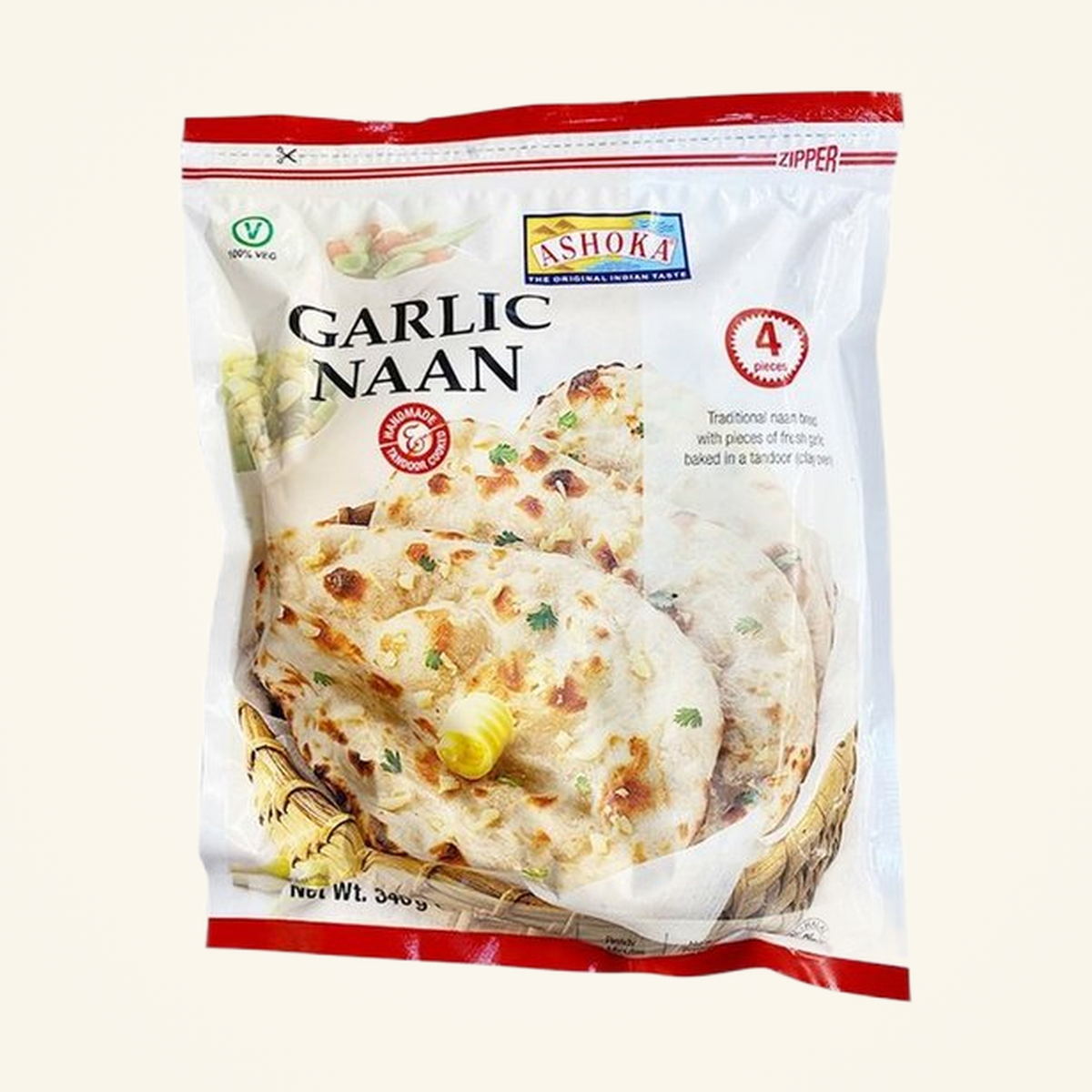 Ashoka Garlic Naan 4pcs 340g