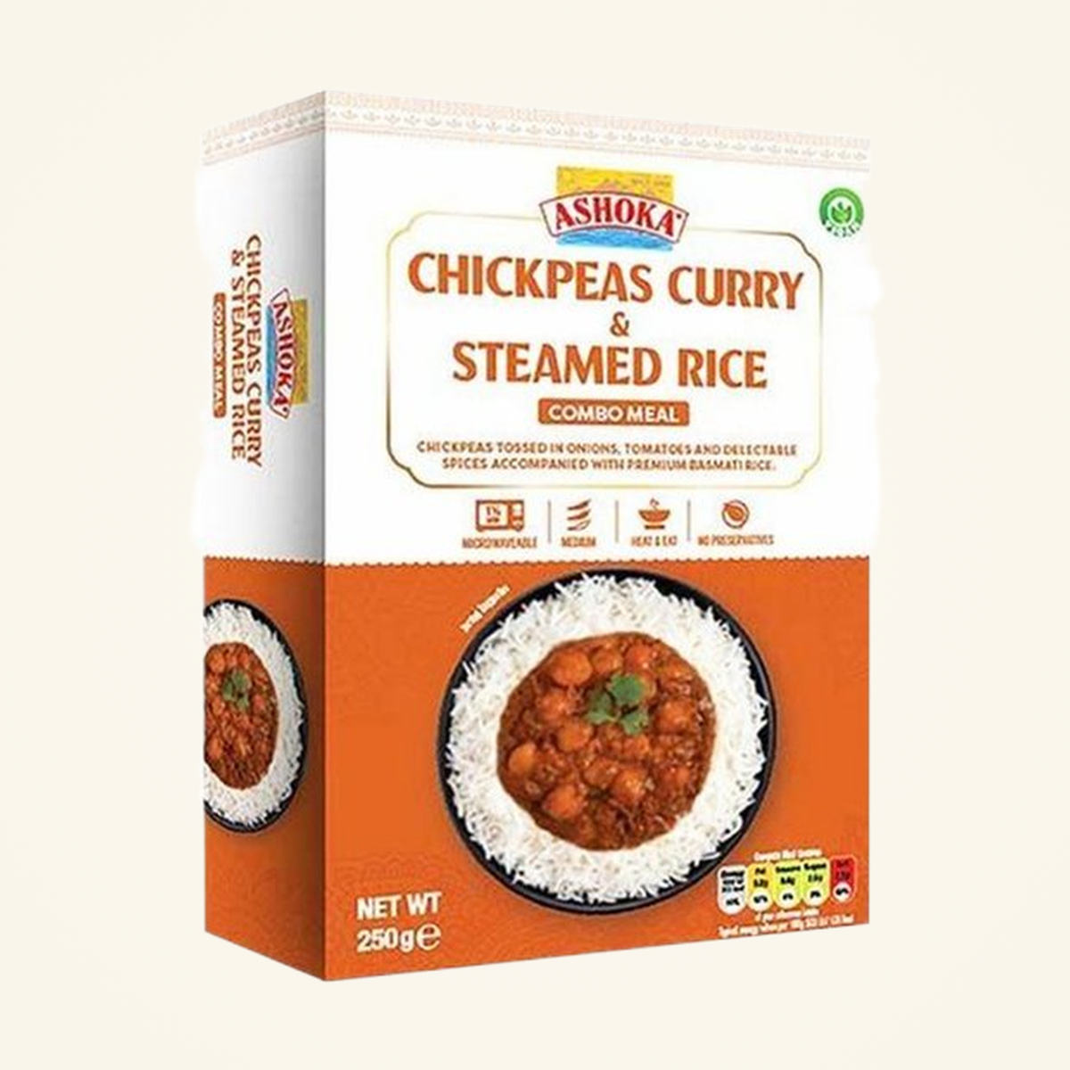 Ashoka Instant Chickpeas Curry & Steamed Rice 250g