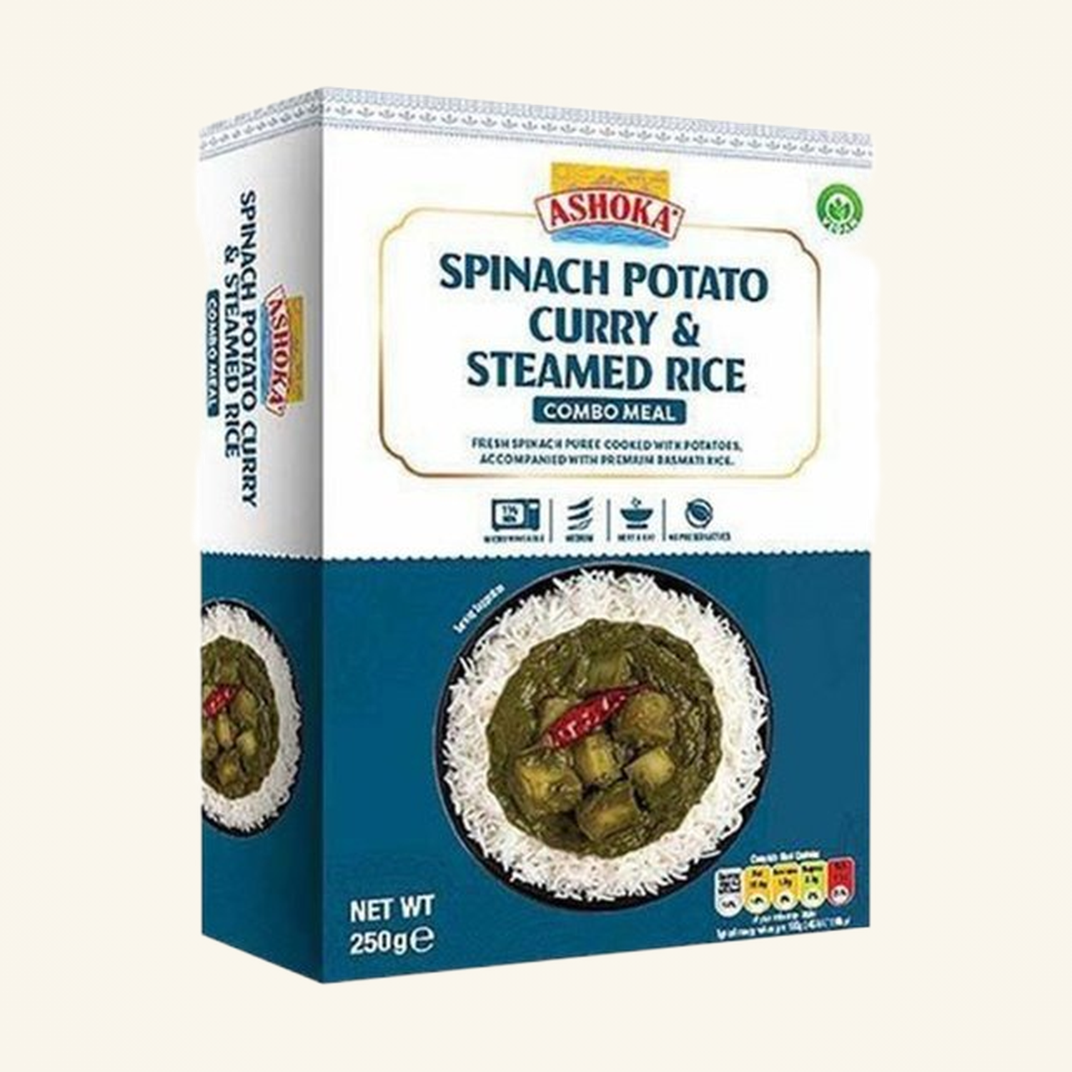 Ashoka Instant Spinach Potato Curry & Steamed Rice 250g