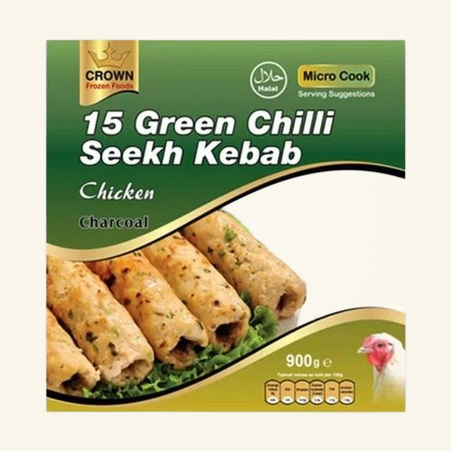 Crown Seekh Kebab Green Chilli Chicken 15pcs 1kg