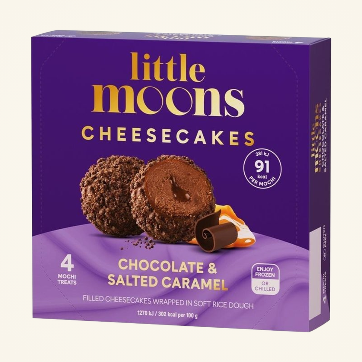 Little Moons Mochi Ice Choc-Salted Caramel Cheesecake 120g