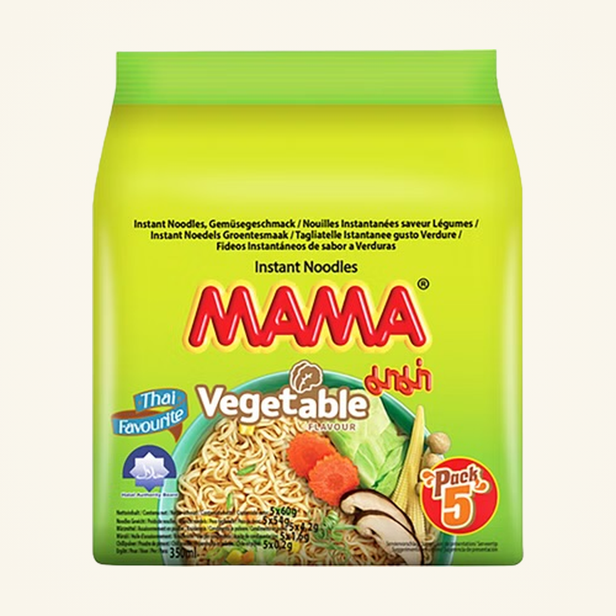 Mama Instant Noodles Vegetables 5-Pack 300g