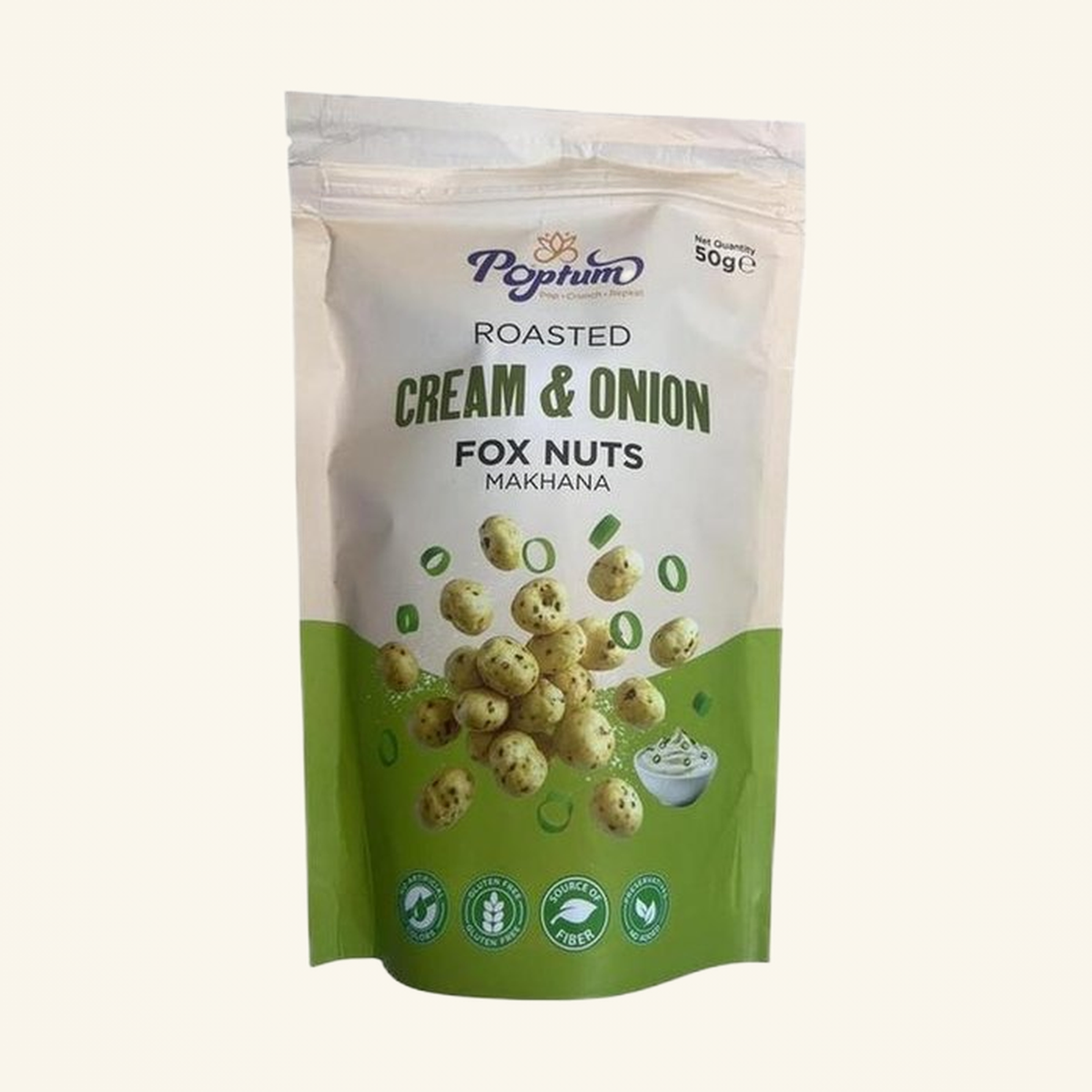 Poptum Cream & Onion Makhana (Fox Nuts) 50g